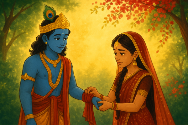 Krishna Draupadi Bond, Spiritual Rakhi Scene, First rakhi