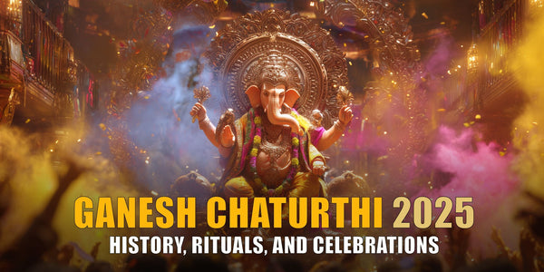 Majestic Lord Ganesha statue during vibrant Ganesh Chaturthi celebration with devotees gathering in procession colorful celebrations, and traditional Indian festival atmosphere
