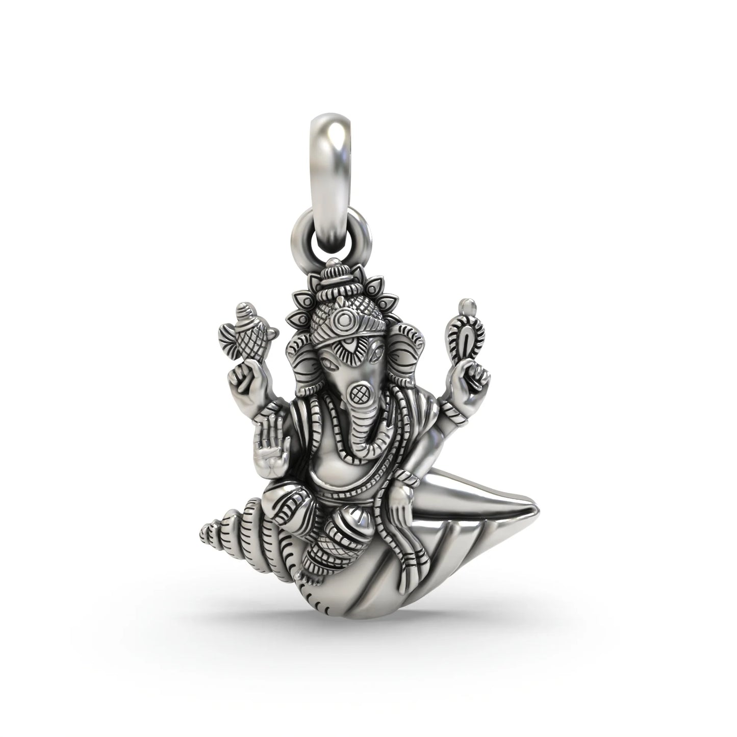 Silver Ganpati Shankh Pendant