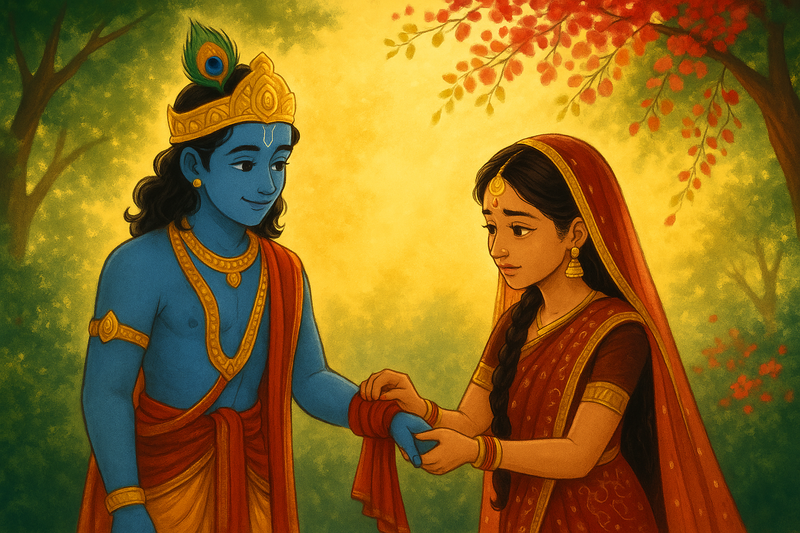 Krishna Draupadi Bond, Spiritual Rakhi Scene, First rakhi