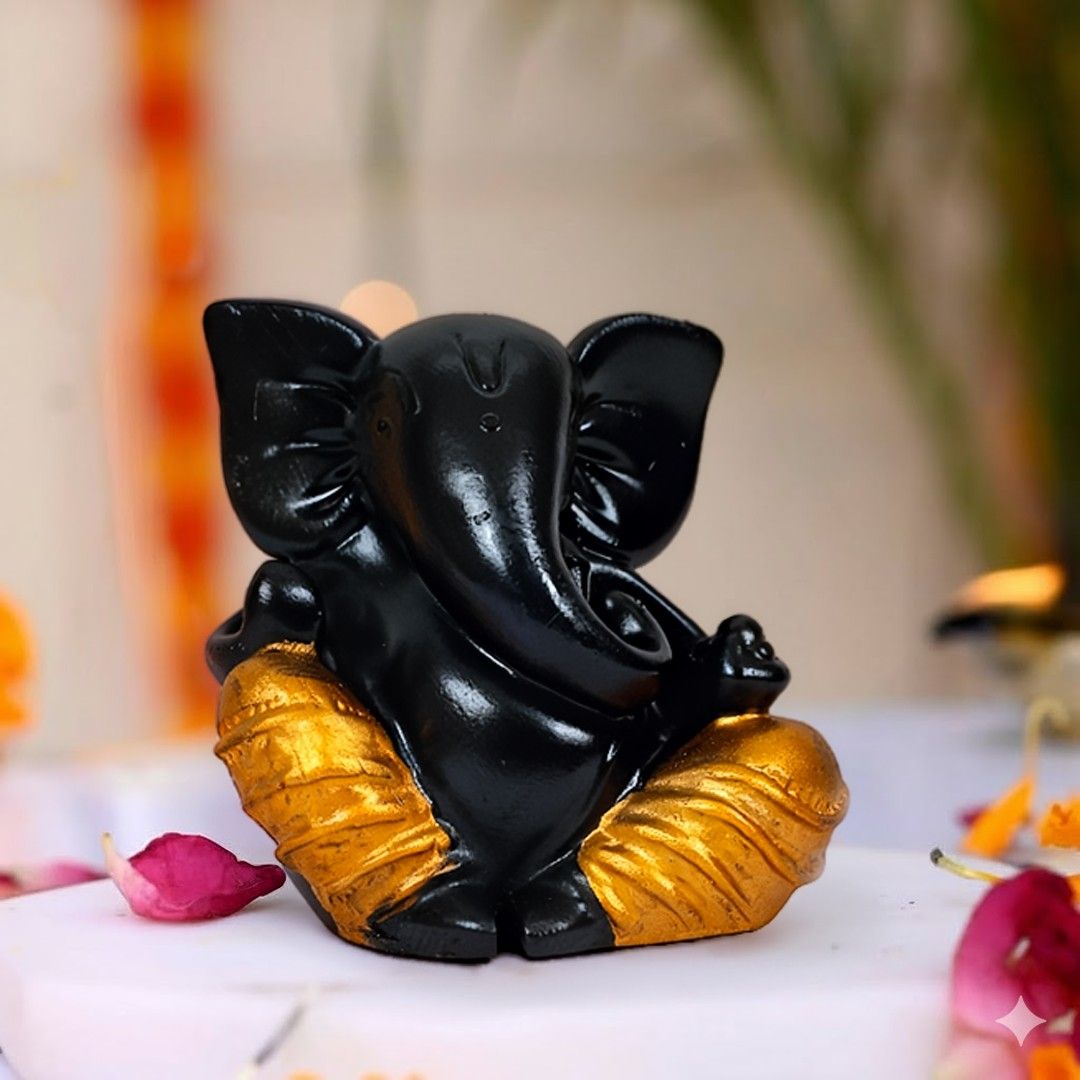 Meditating Ganesha Murti For Car Dashboard & Home (2.5 Inches)