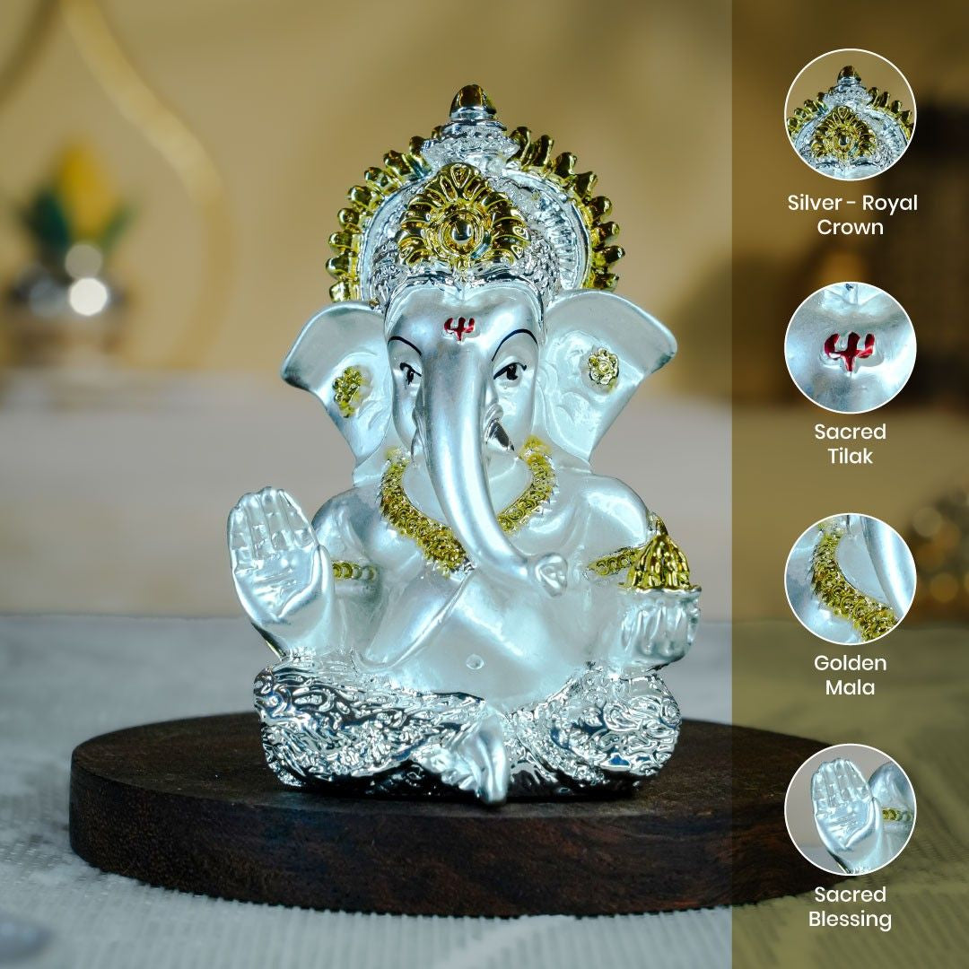 999 Silver & 24K Gold Plated Ganesha Idol