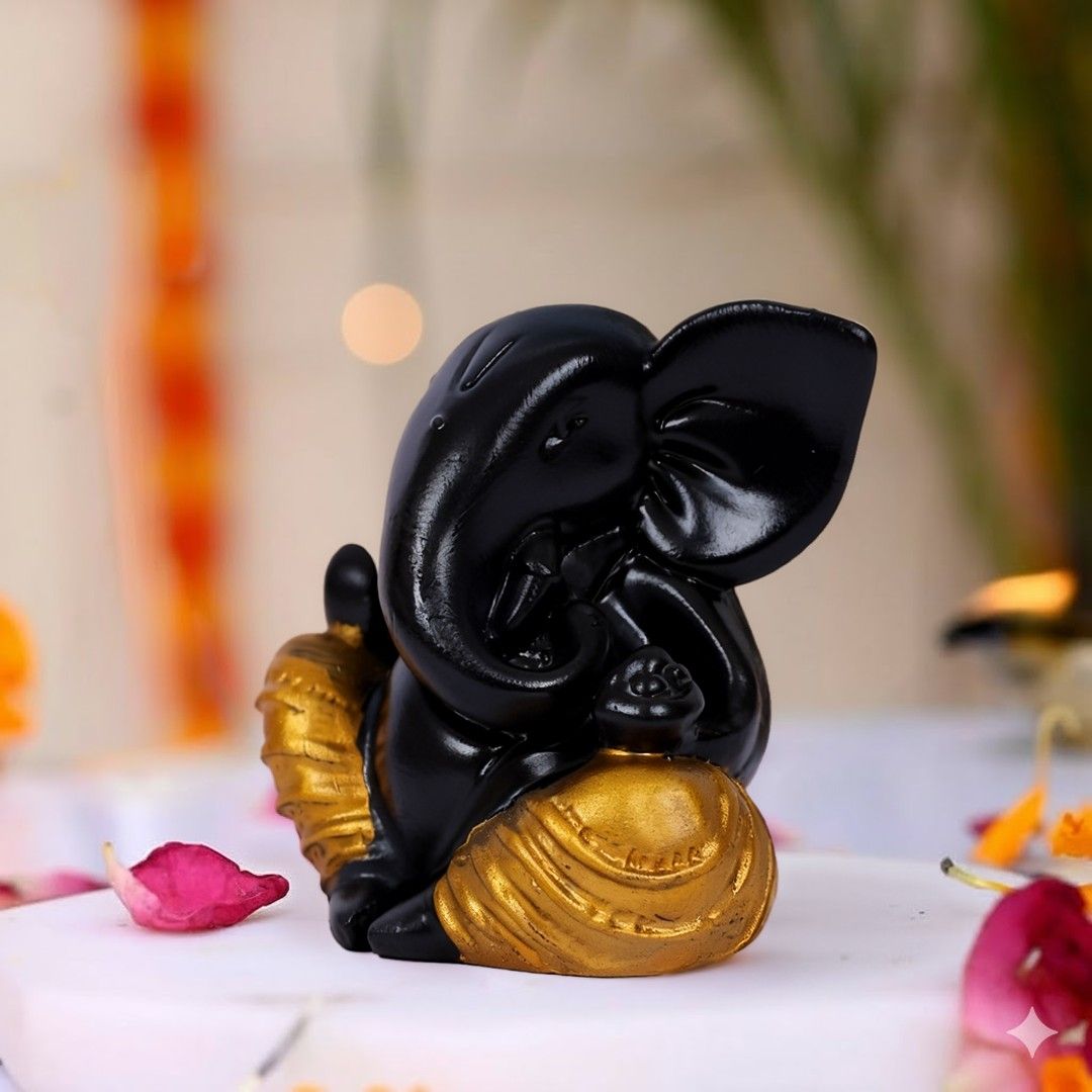 Meditating Ganesha Murti For Car Dashboard & Home (2.5 Inches)