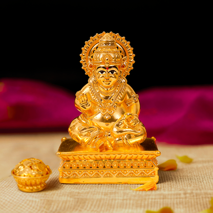 Gold Plated Kuber Ji Wealth Blessing Idol with Dhan Kalash