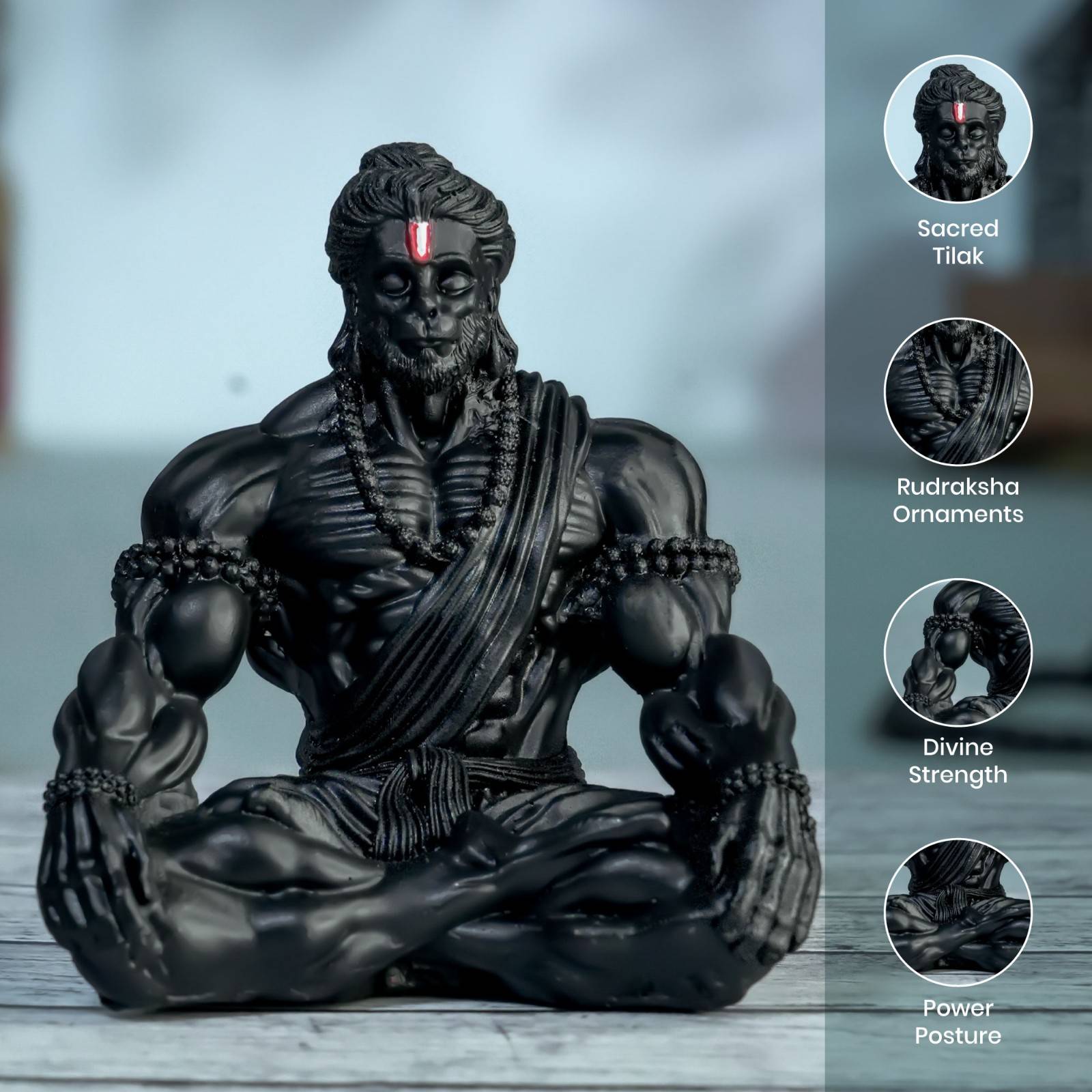 Black Bahubali Hanuman Ji for Car Dashboard & Gifting (3 Inch)