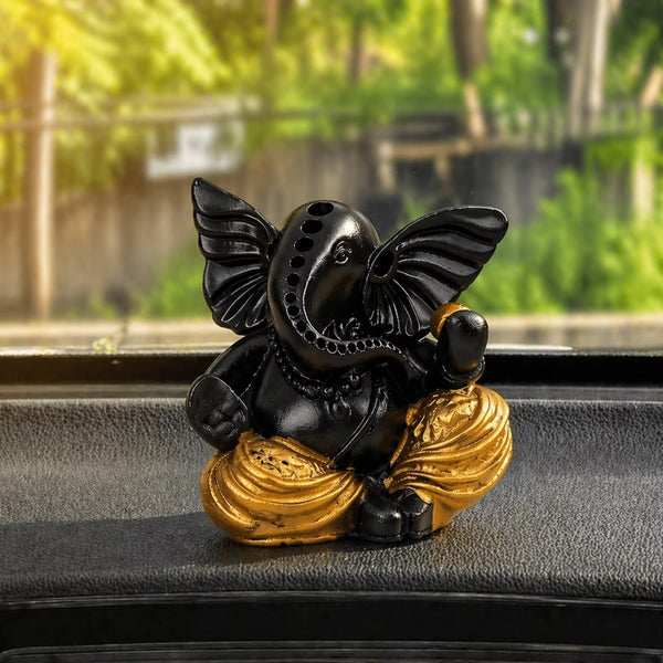 Artistic Trunk Ganesha Idol for Gift & Home Decor (2.5 Inch)