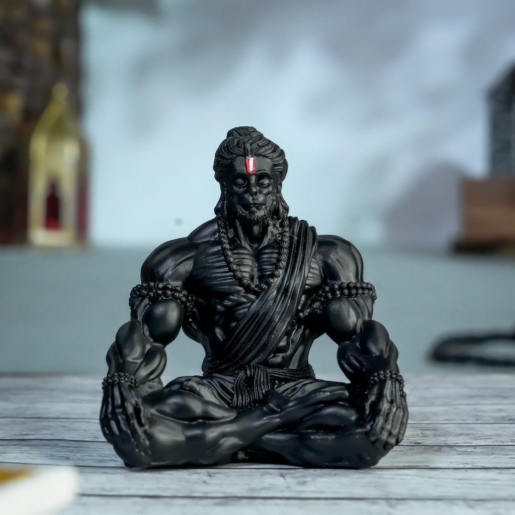 Black Bahubali Hanuman Ji for Car Dashboard & Gifting (3 Inch)