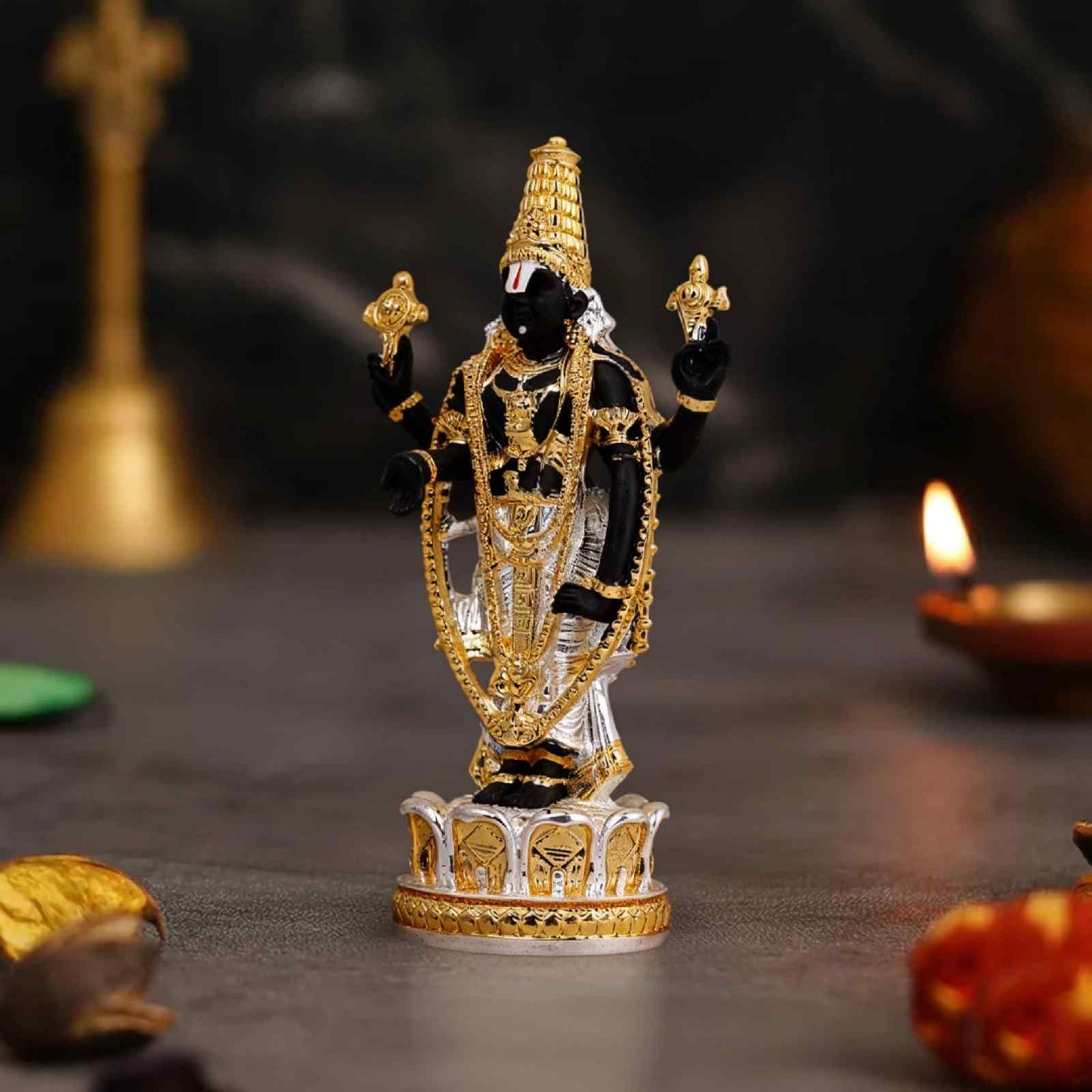 Lord Venkateswara Ji 24k Gold & 999 Silver Plated Idol