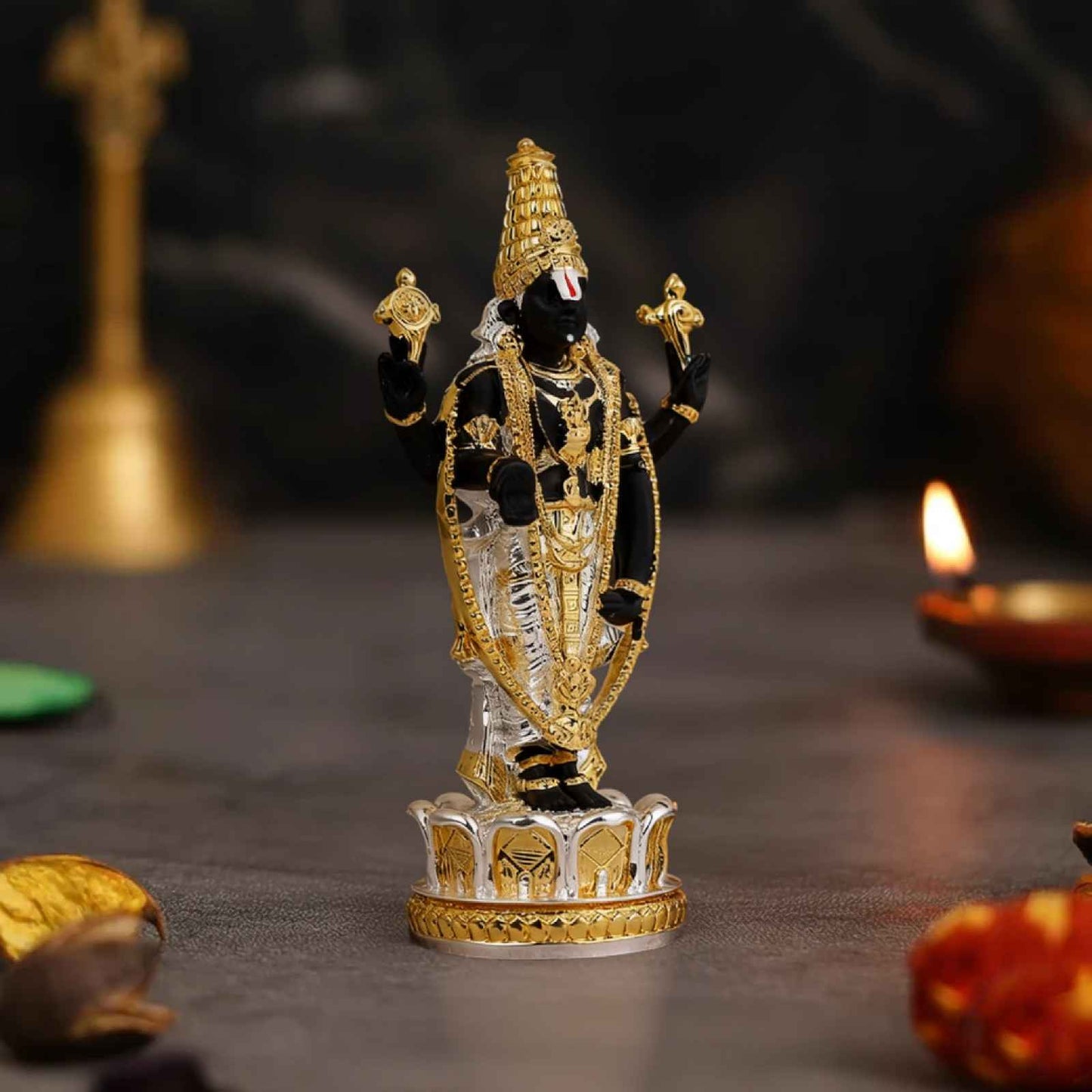 Lord Venkateswara Ji 24k Gold & 999 Silver Plated Idol