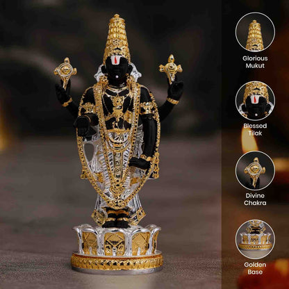 Lord Venkateswara Ji 24k Gold & 999 Silver Plated Idol