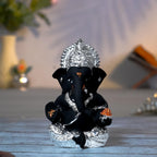 Black Silver Ganesha Idol for Car Dashboard & Gifting (3.3 Inches)