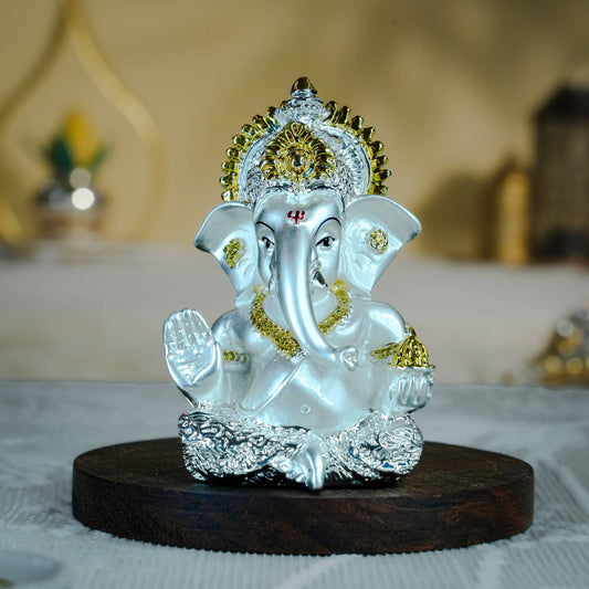 999 Silver & 24K Gold Plated Ganesha Idol