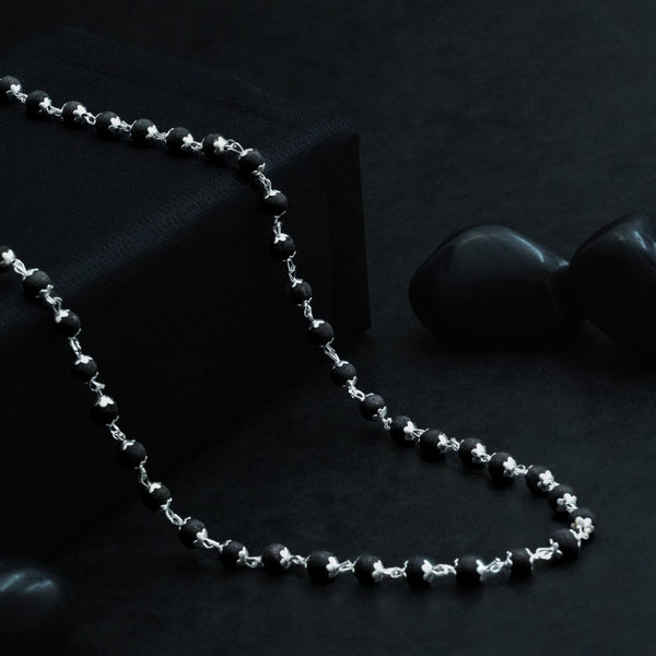 Sacred Silver Cap Karungali Malai 54 Beads | 6mm