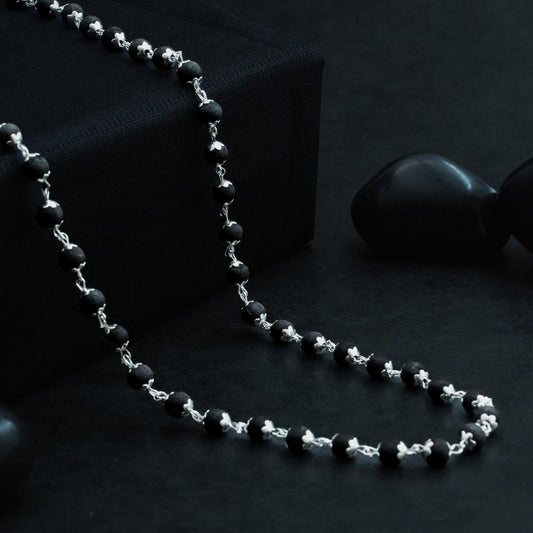 Sacred Silver Cap Karungali Malai 54 Beads | 7mm