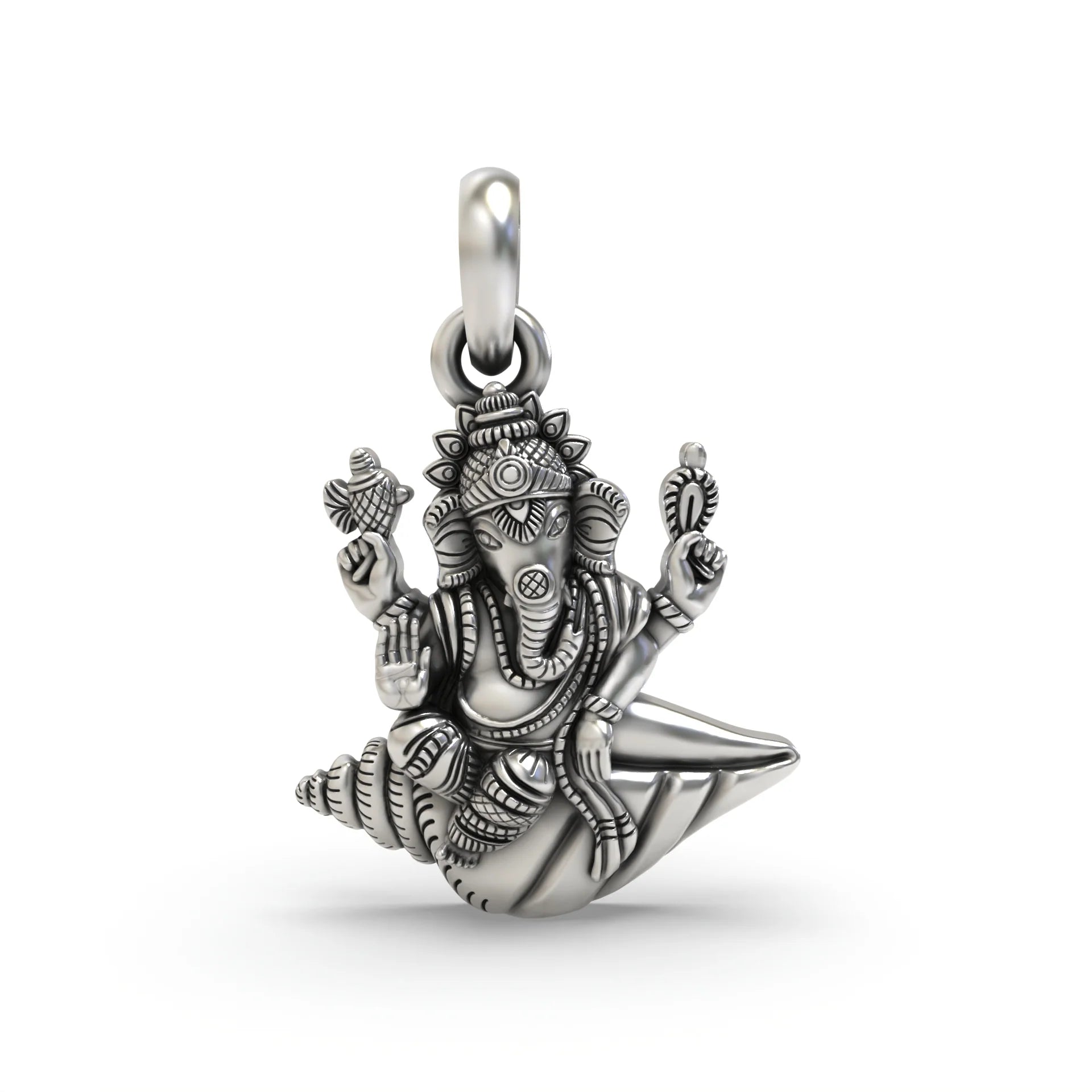 Silver Ganpati Shankh Pendant