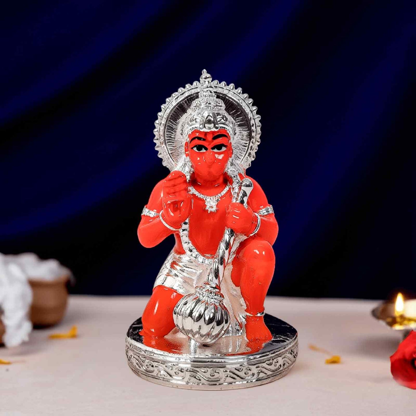 Silver Plated Kesari Hanuman Idol