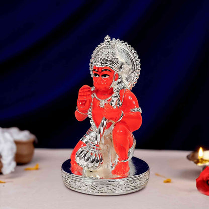 Silver Plated Kesari Hanuman Idol