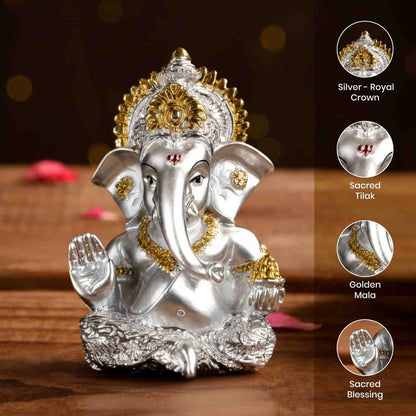 999 Silver & 24K Gold Plated Ganesha Idol