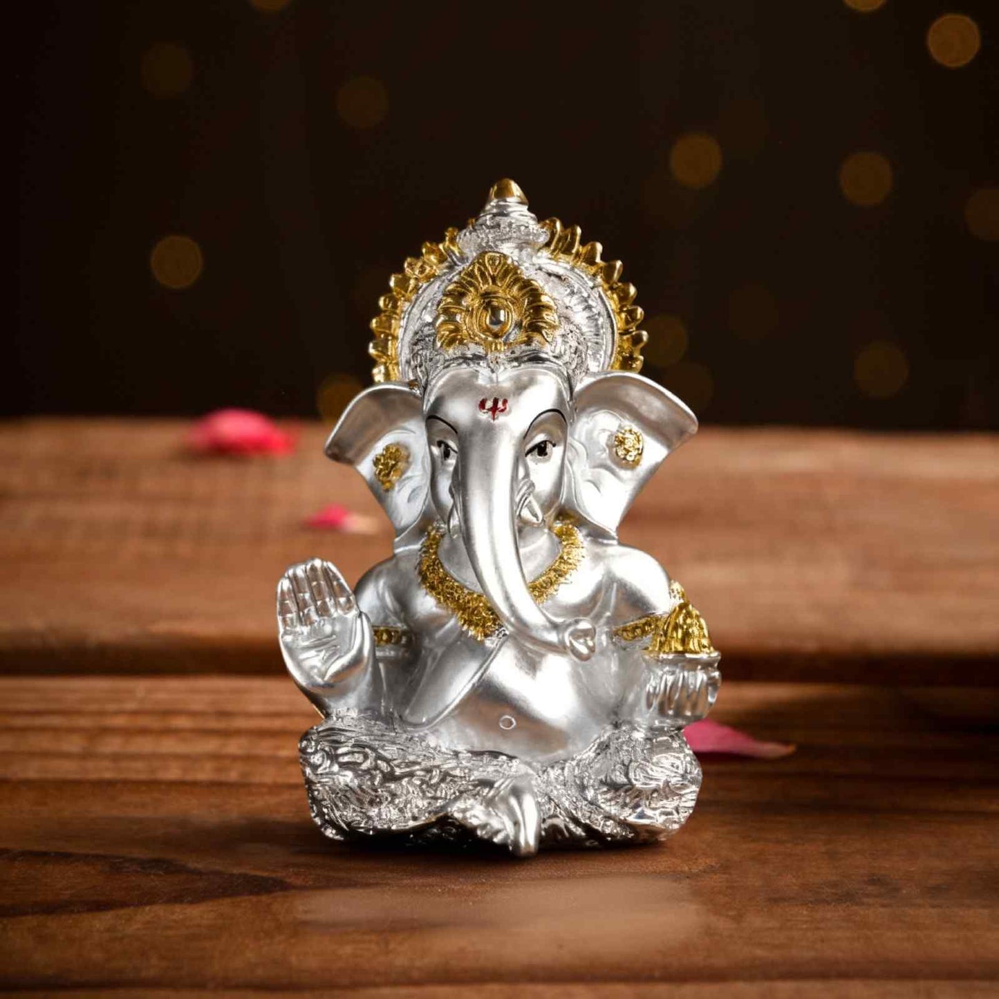 999 Silver & 24K Gold Plated Ganesha Idol