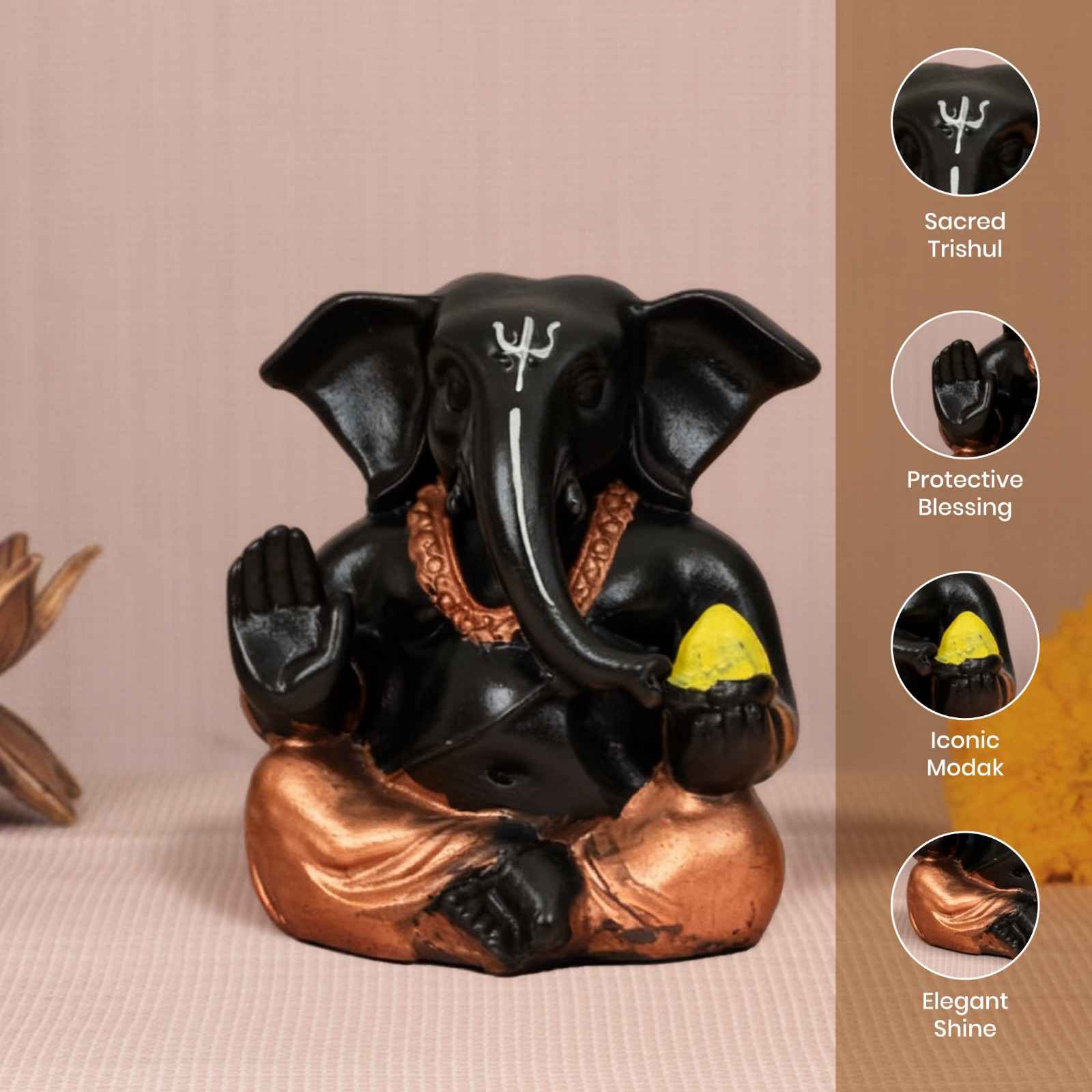 Trishul Tilak Ganpati Idol for Car Dashboard (2.7 inches)