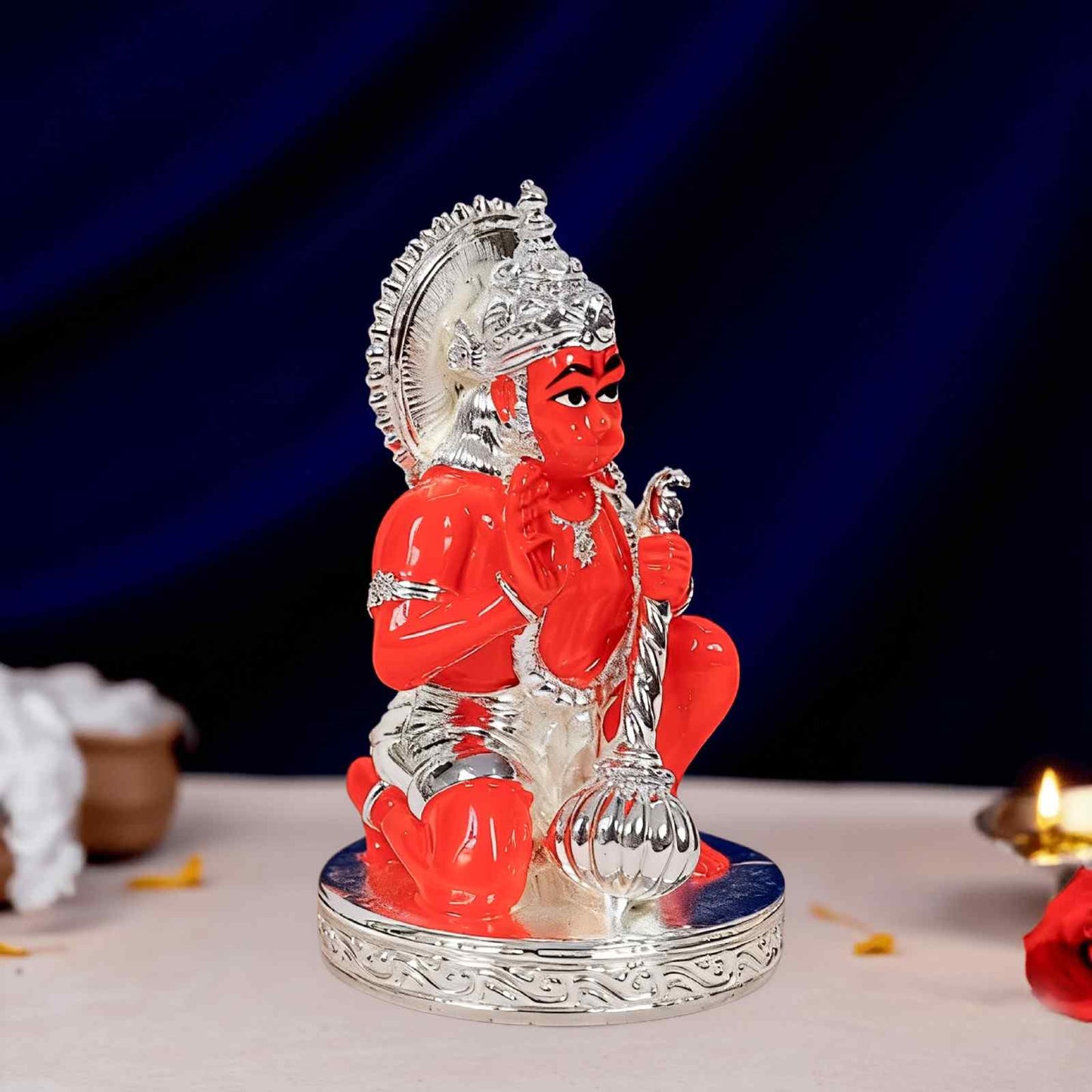Silver Plated Kesari Hanuman Idol