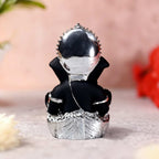 Black Silver Ganesha Idol for Car Dashboard & Gifting (3.3 Inches)
