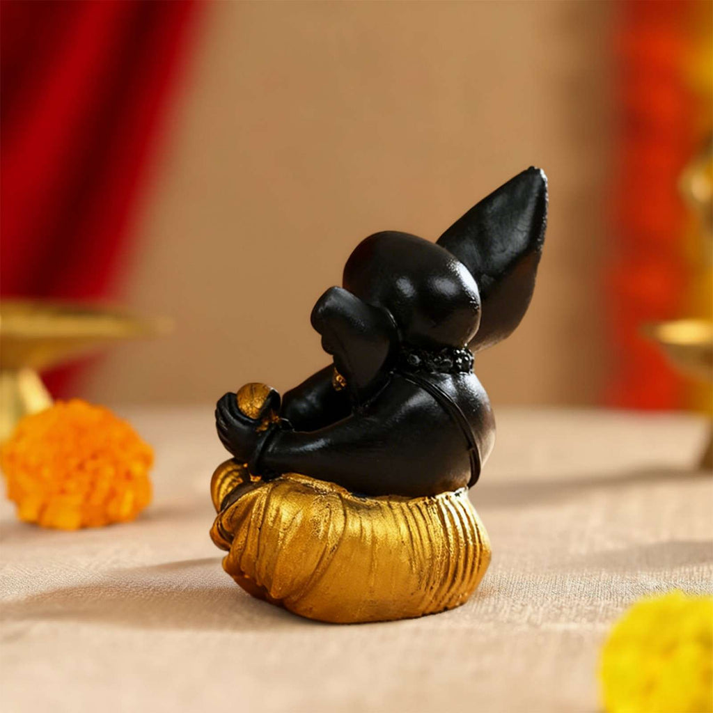 Artistic Trunk Ganesha Idol for Gift & Home Decor (2.5 Inch)