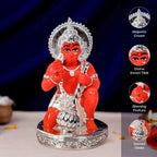 Silver Plated Kesari Hanuman Idol for Car Dashboard (3 Inch)