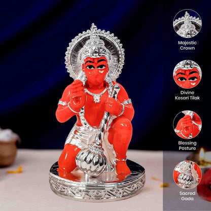 Silver Plated Kesari Hanuman Idol