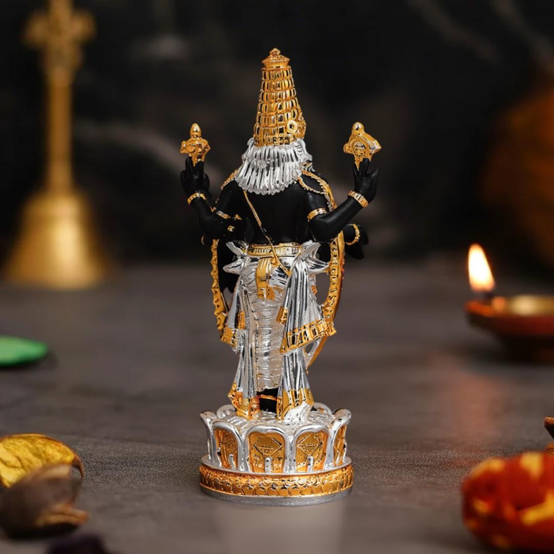 Gold & Silver Plated Lord Venkateshwara Idol For Car Dashboard & Gifting (3.5 Inch)