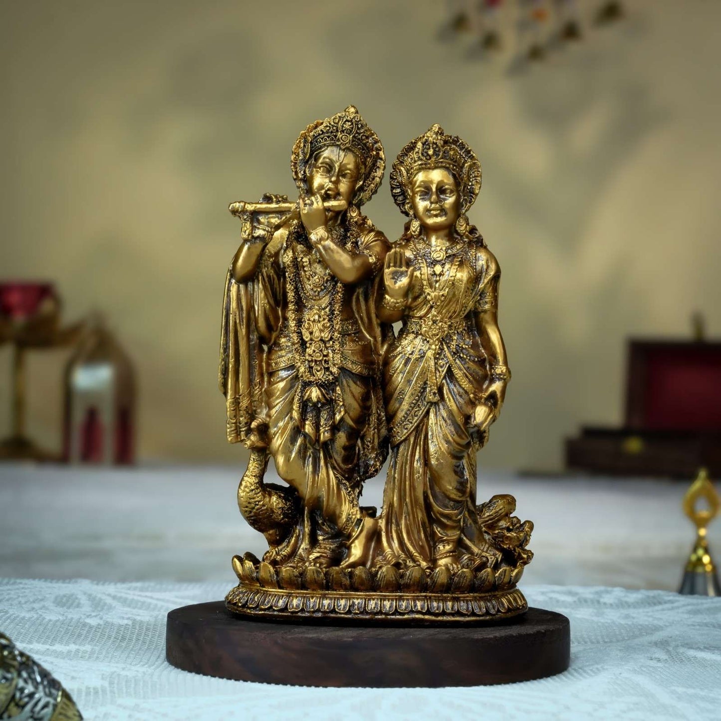 Radhe Krishna - Peacock at back
