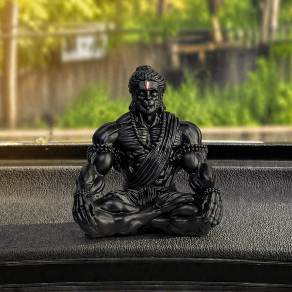 Black Bahubali Hanuman Ji for Car Dashboard & Gifting (3 Inch)