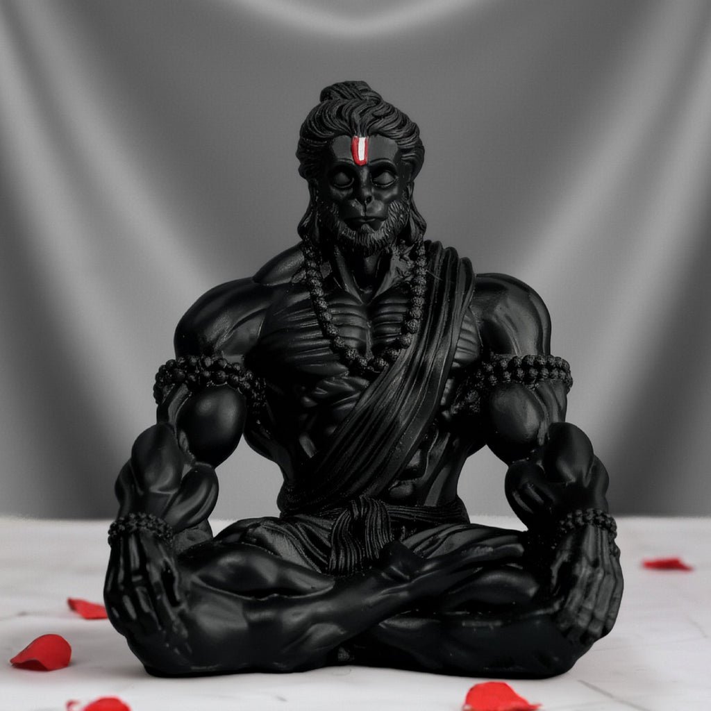 Black Bahubali Hanuman Ji for Car Dashboard & Gifting (3 Inch)